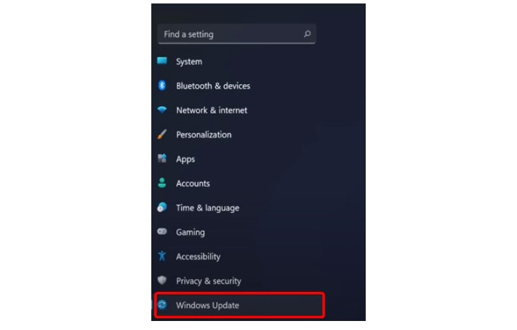 2-點擊“Windows Update”