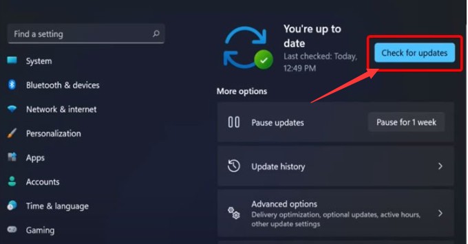 3-點擊 Check for updates
