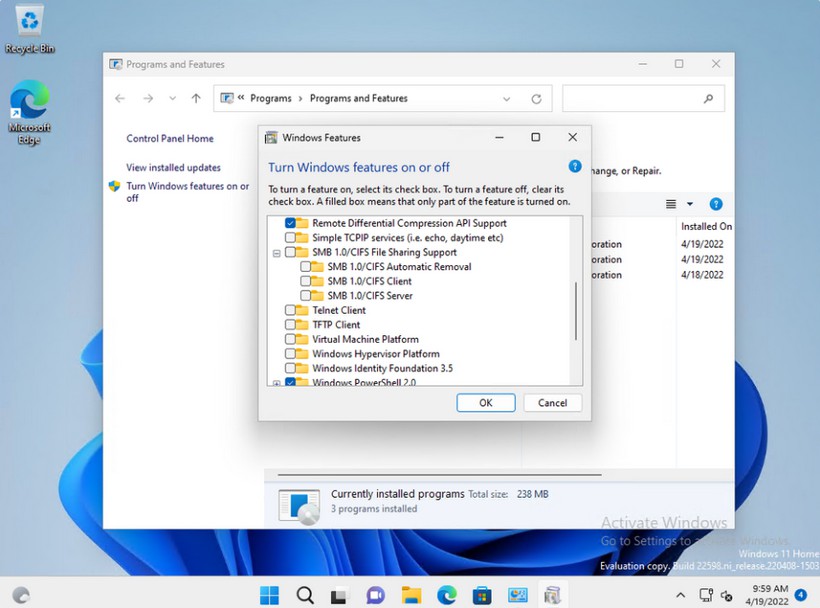 Win11：禁用SMB1傳輸協議，默認預裝應用大小約1.6GB