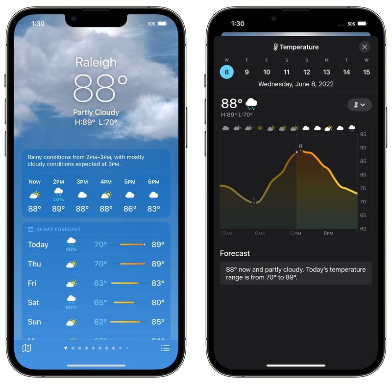 蘋果全新iOS 16天氣App體驗，集成Dark Sky技術